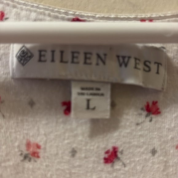 Eileen West white with Pink Floral Long Sleeve Nightgown- large - 100% cotton - Picture 2 of 6